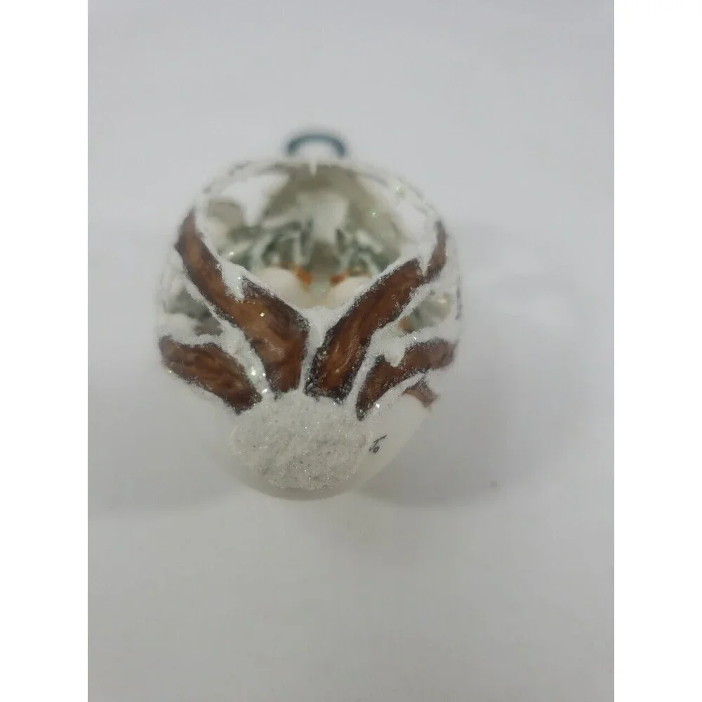 Vintage Elegant Egg Ornament Lovebirds Handcrafted Egg Artist Initials Christmas